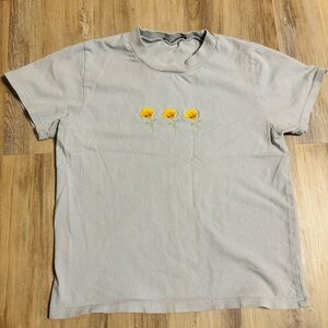 Brandy Melville Light Blue Flower Baby Tee OS 100% Cotton